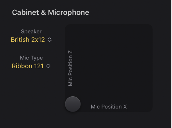 Figure. Amp Designer Cabinet and Microphone parameters.