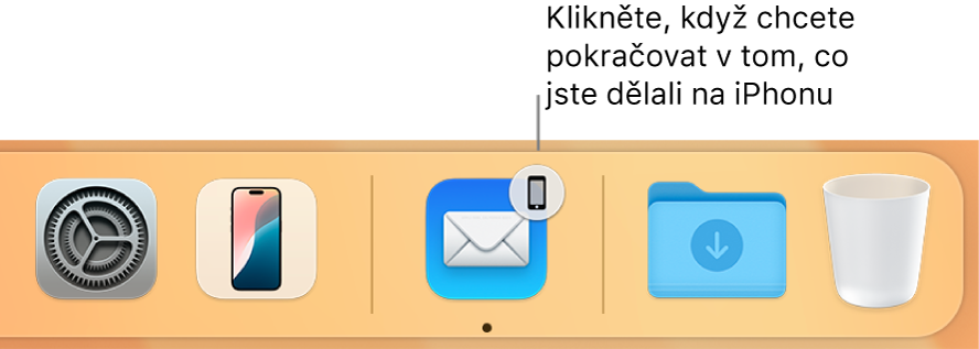 Ikona Handoff zobrazená v Docku