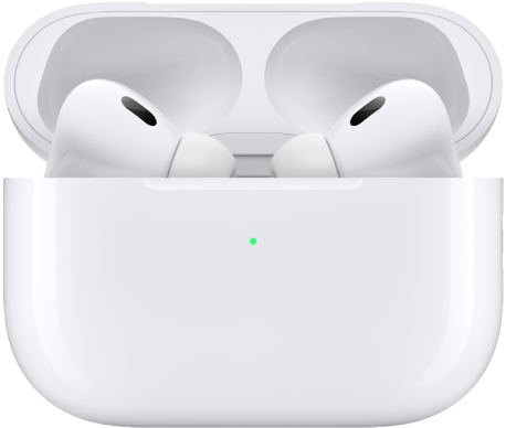 AirPods Pro 2 dans leur étui de recharge.