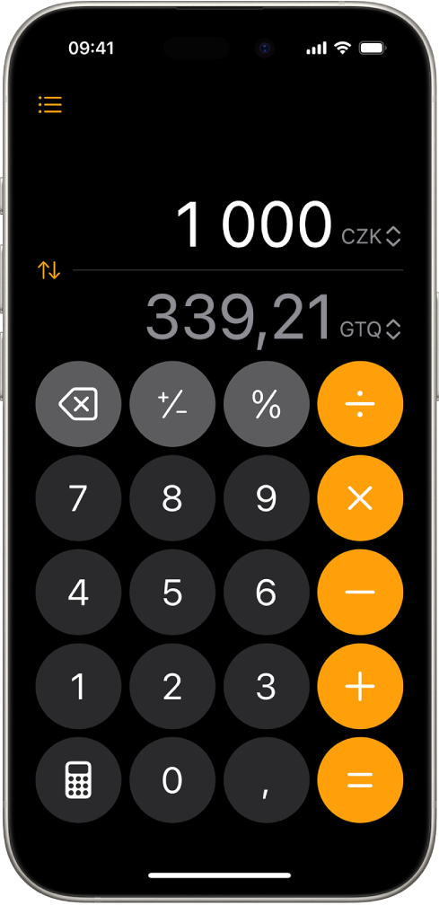 Den enkla kalkylatorn med en valutakonvertering.