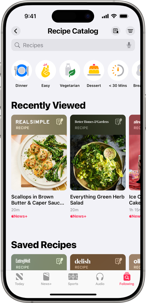 在 Apple News+ 中搜尋食譜。
