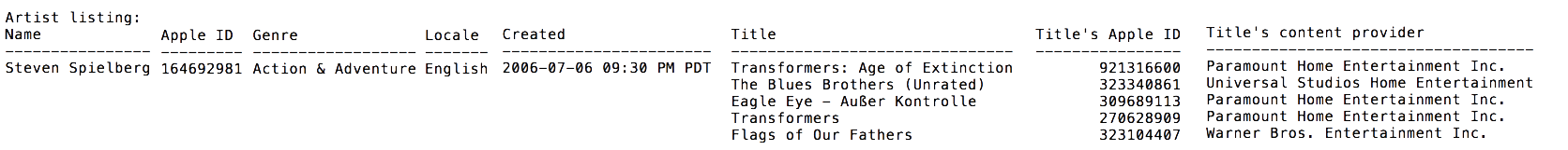 image of output as columns